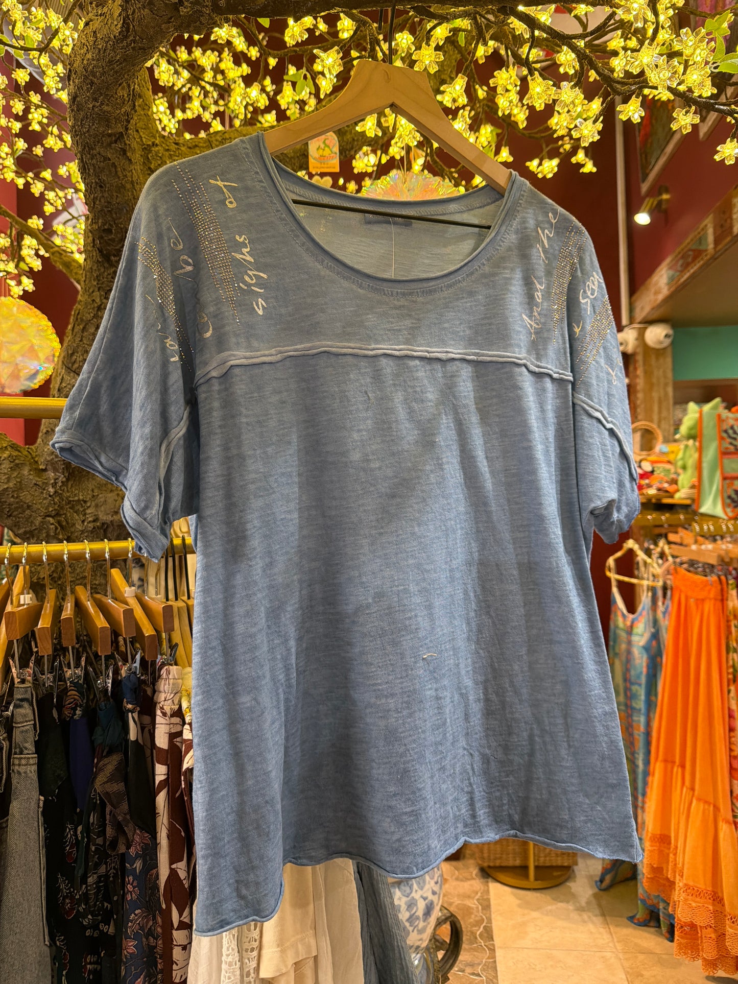 Denim Blue Rhinestone T-shirt