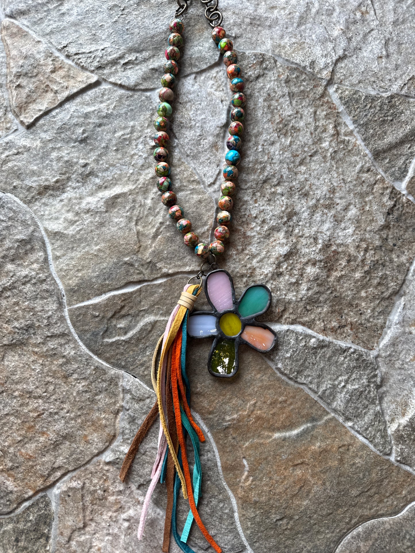 Flower Stained Glass Necklace