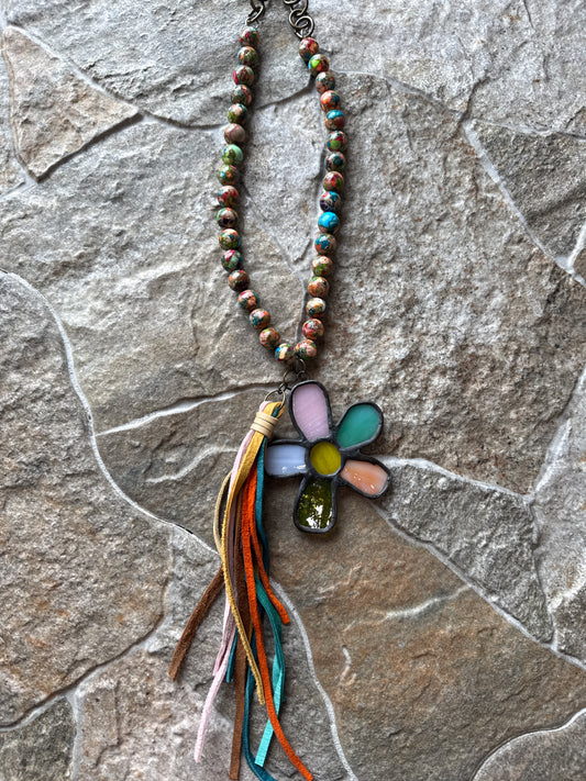 Flower Stained Glass Necklace