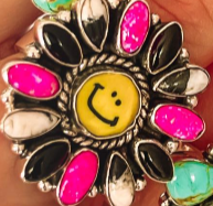 Happy Days Smiley Checkered Stone Rings - Made to Order
