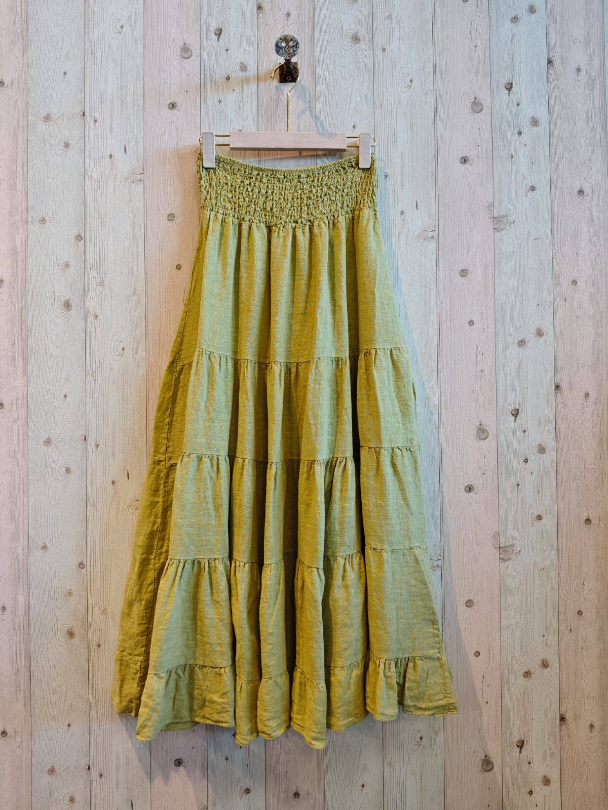100% LINEN TIERED MAXI SKIRT