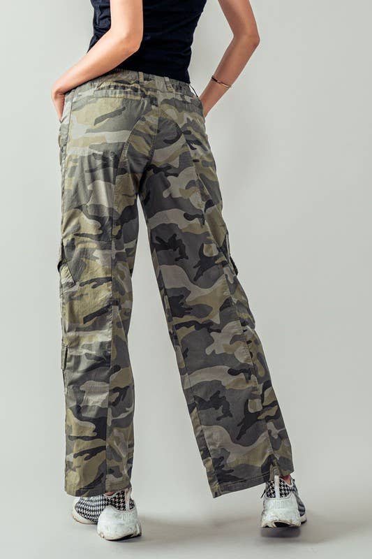 Wide Leg Camo Utility Pants