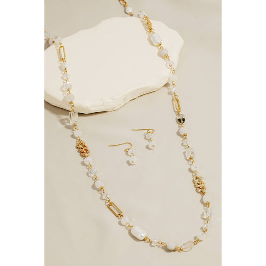 Mixed Beaded Long Chain Necklace Set