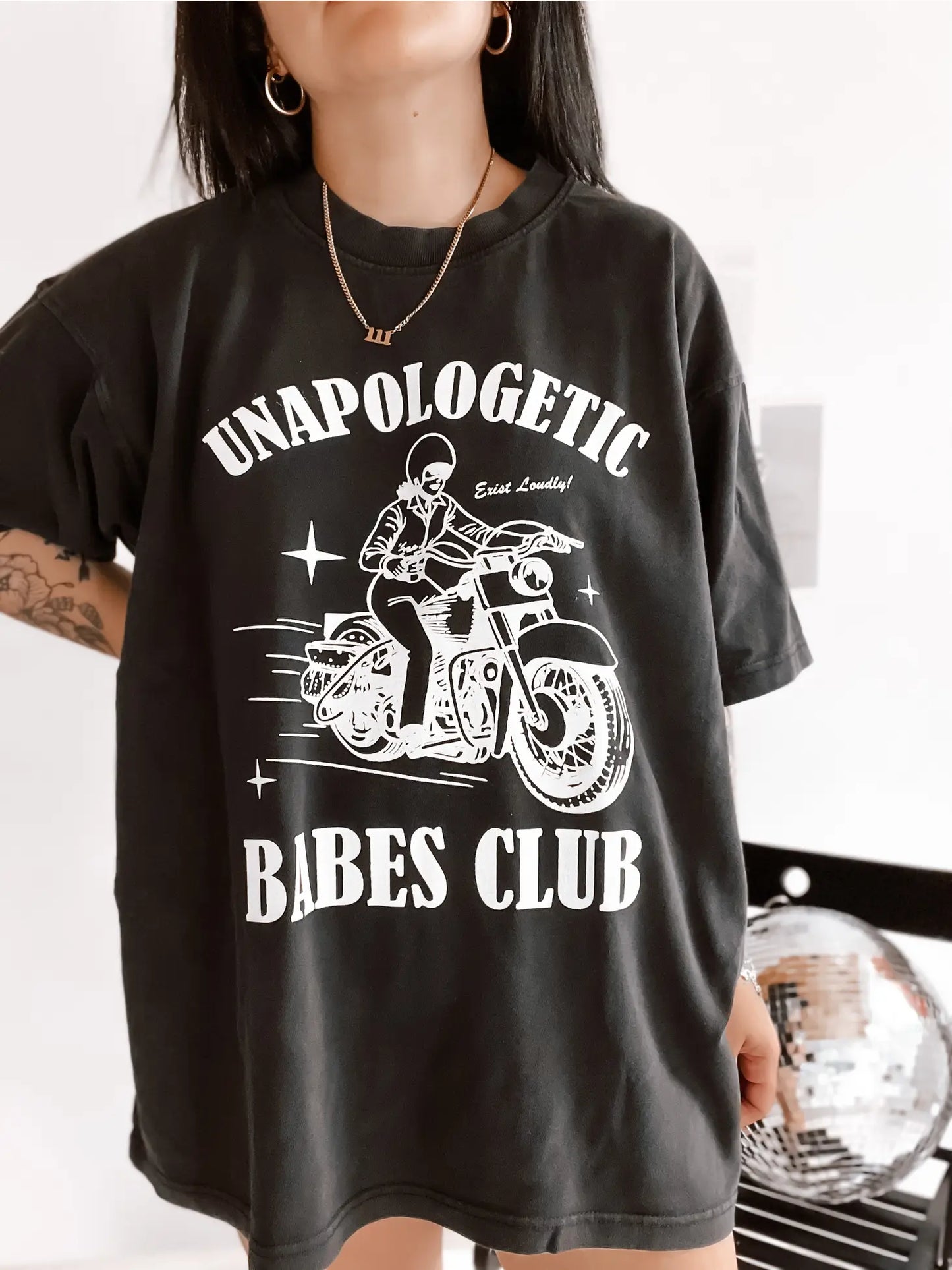 Unapologetic Babes Club Oversized Graphic Tee - Black