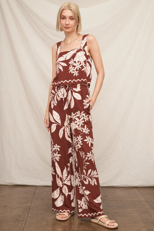 Chocolate and Cream Tropical Print Set