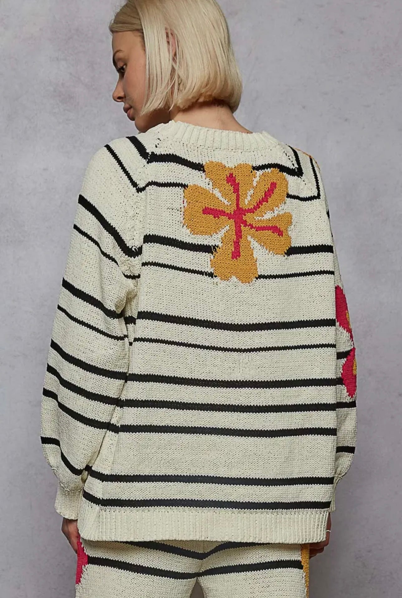 Floral Striped Chenille Lounge Set