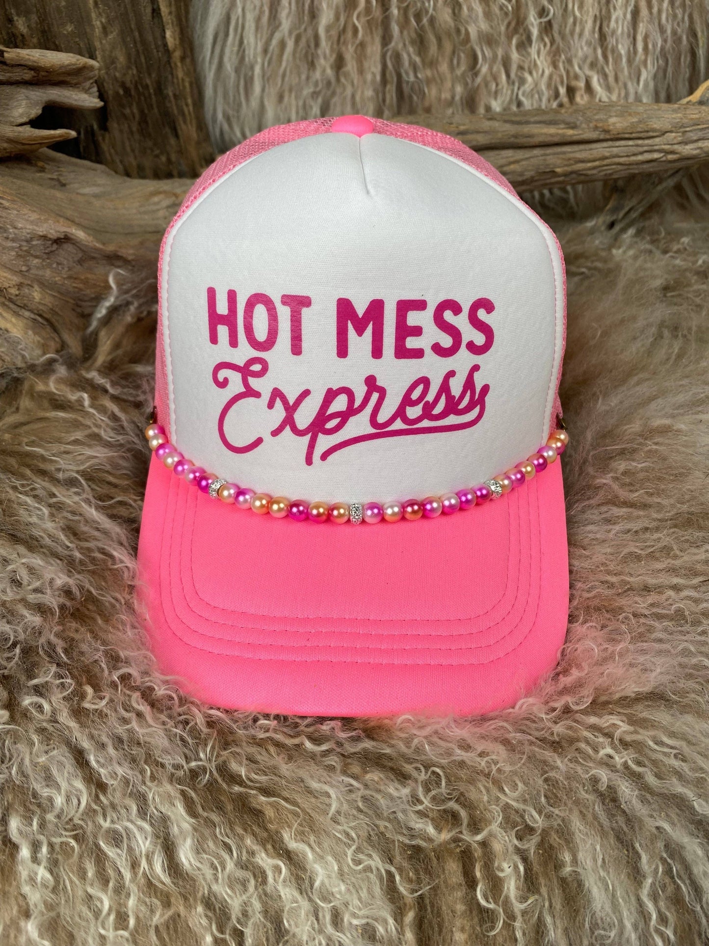 Trucker Ballcap with Beads Hot Mess Express
