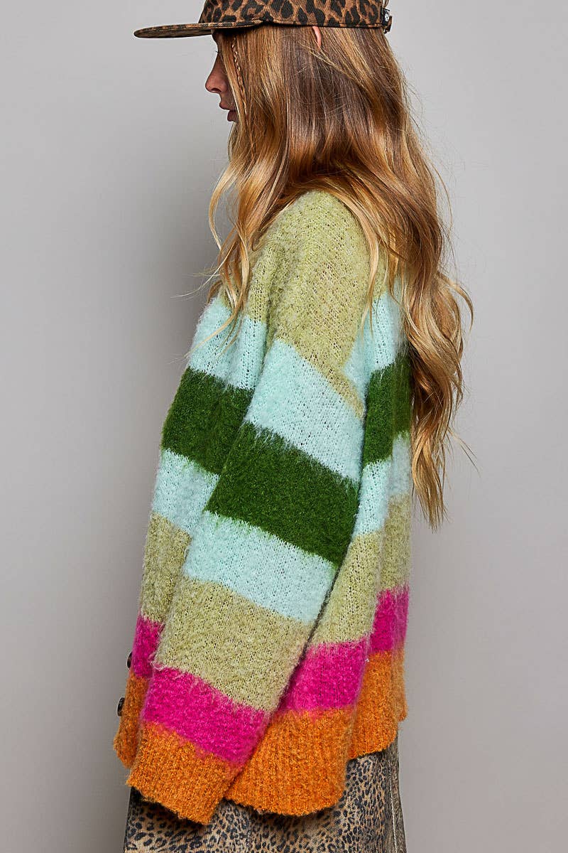 Striped Sweater Cardigan