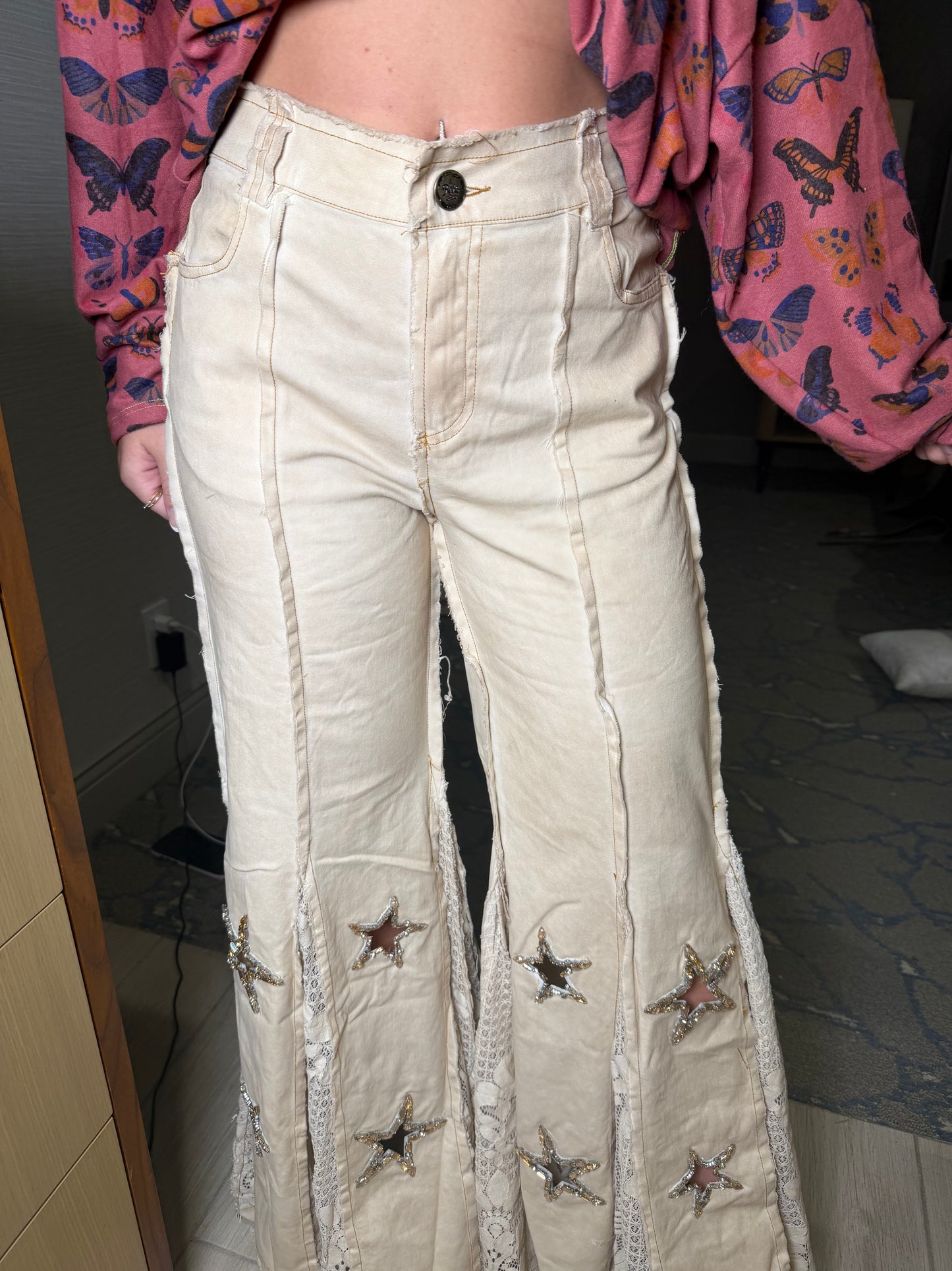 Bootcut Beige Star Pants