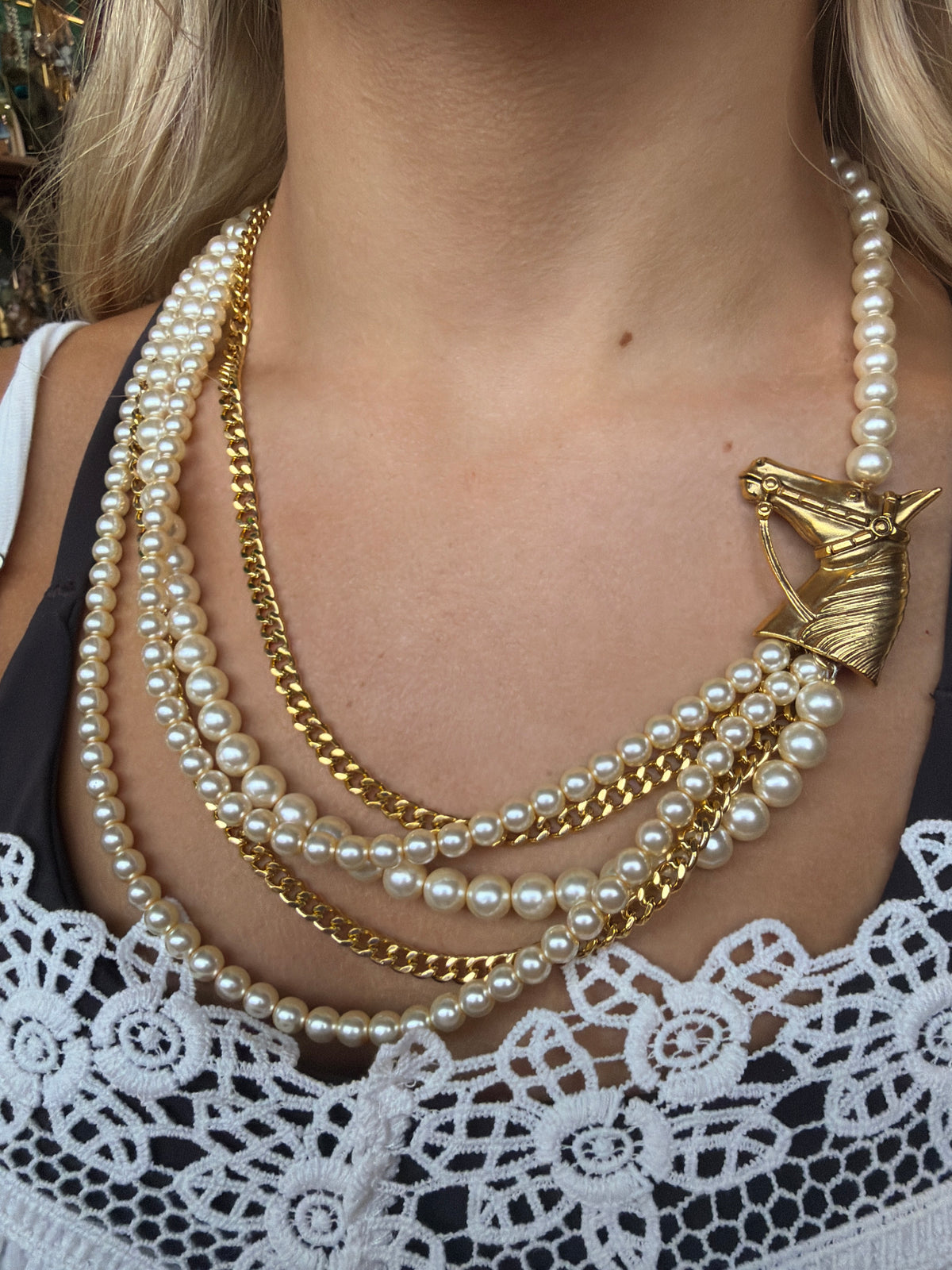Pearl Horse Necklace