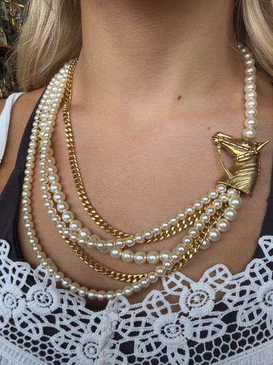 Pearl Horse Necklace