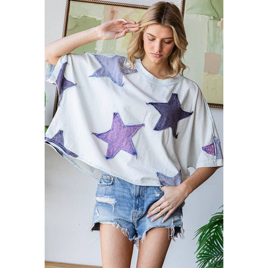 WASHED STAR PATCHWORK OVERSIZED TEE