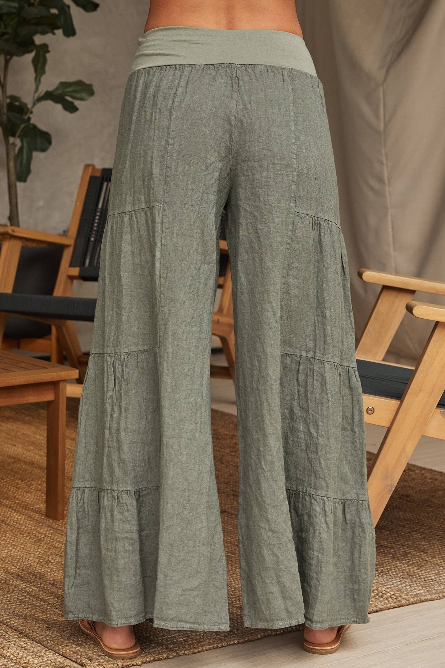 Linen Tiered Palazzo Pants