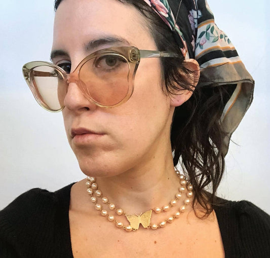 Peach Pearl Doube Choker