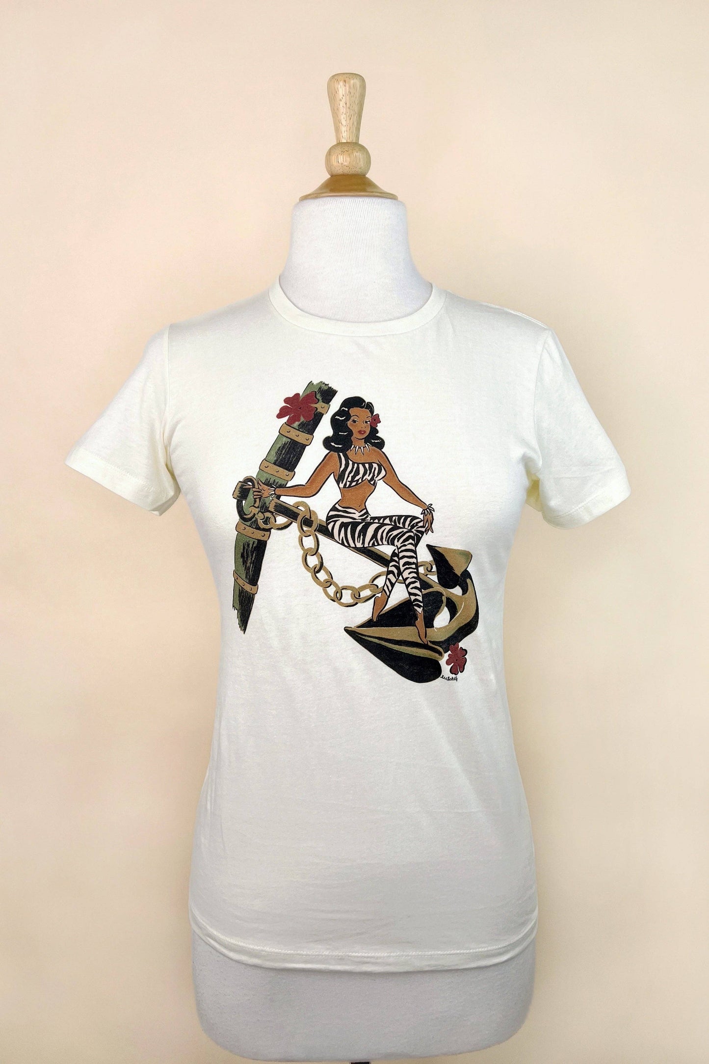 Anchors Aweigh Fitted Tee in Ivory