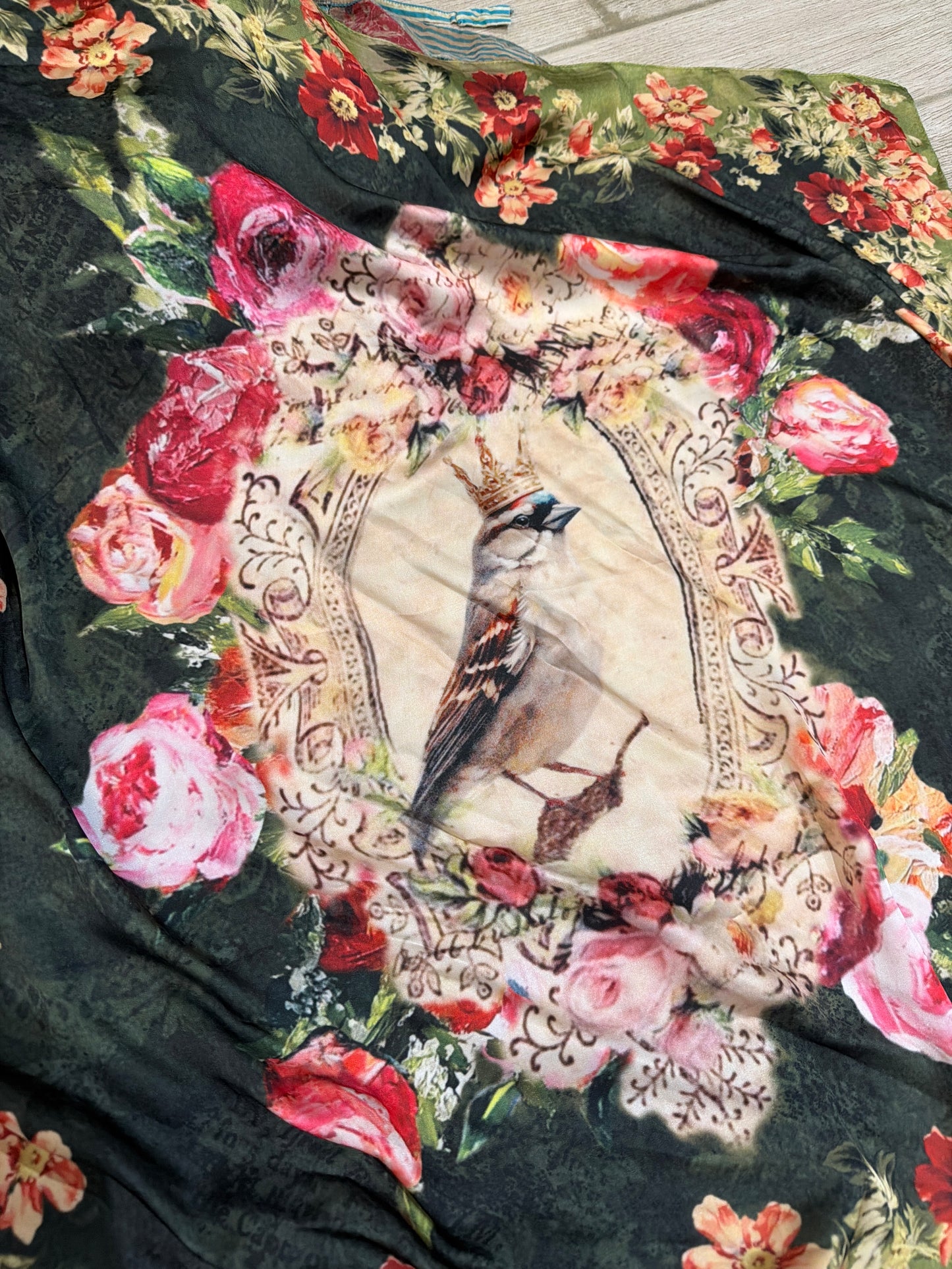 Bird Green floral wild rag