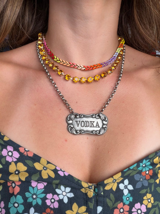Vodka Liquor tag Necklace