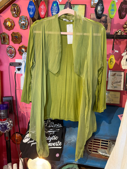 Green silky top
