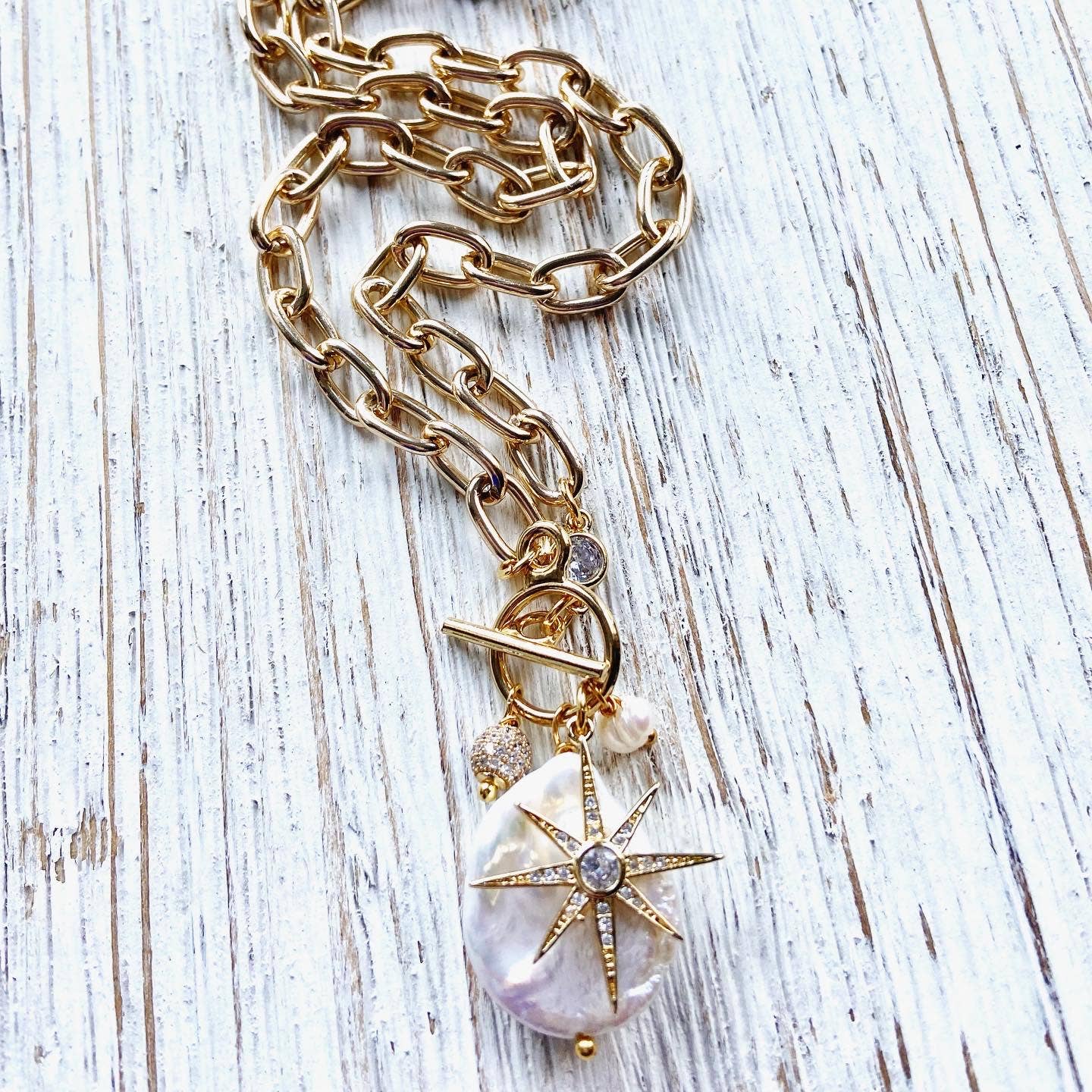 Fresh water pearl star gold boutique necklace trendy jewelry