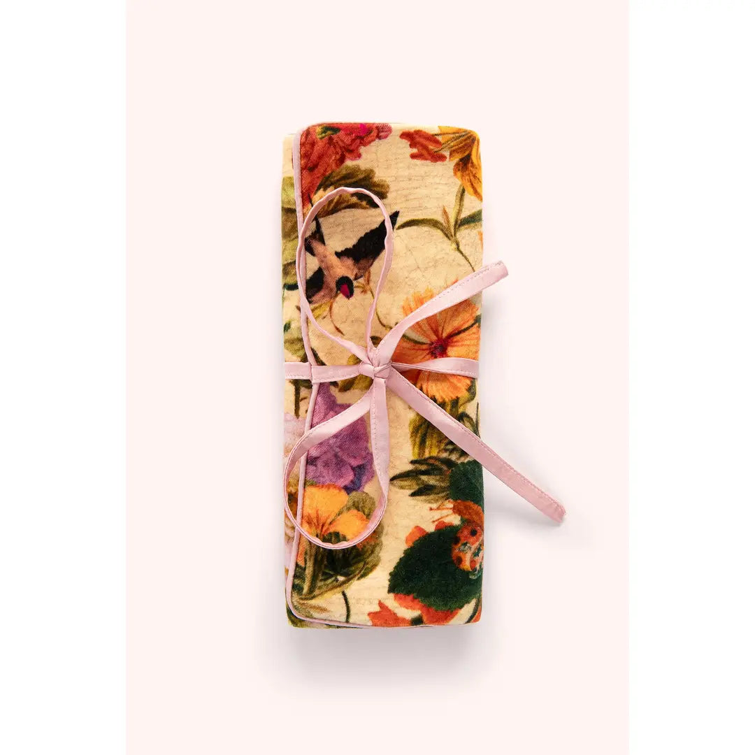 Cream Posy Velvet and Silk Jewelry Roll