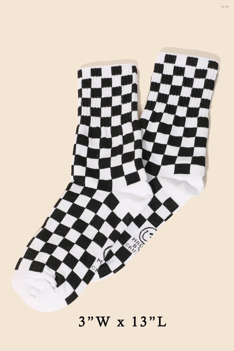 Black White Checkered Socks