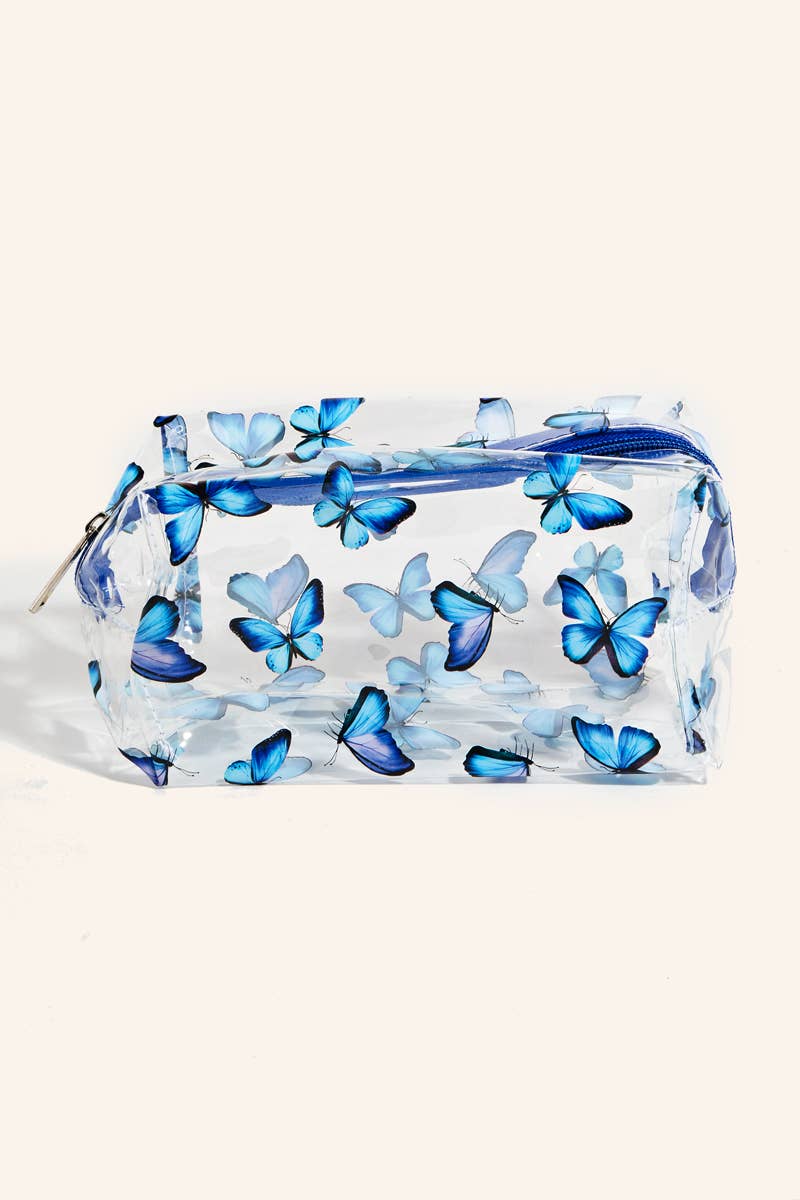 Clear Patterned Vinyl Cosmetic Bag