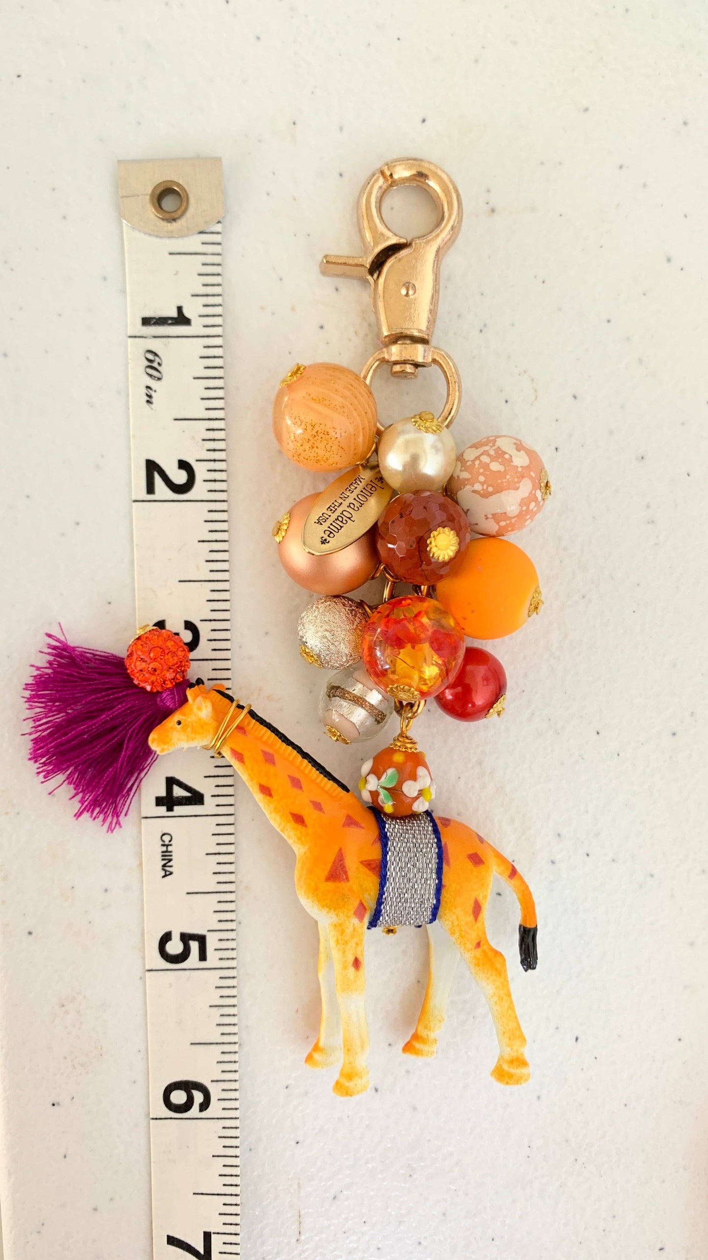 Beaded Giraffe Purse Charm