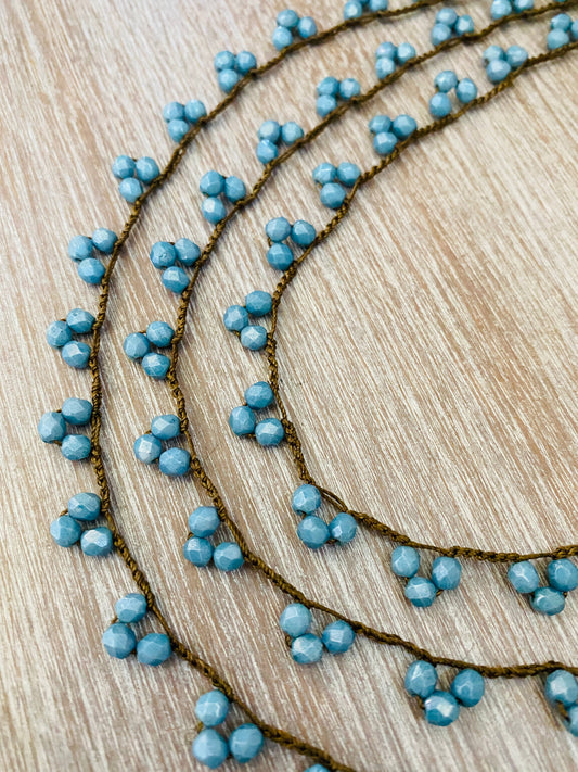Denim Blue Crystal Droplet Necklace