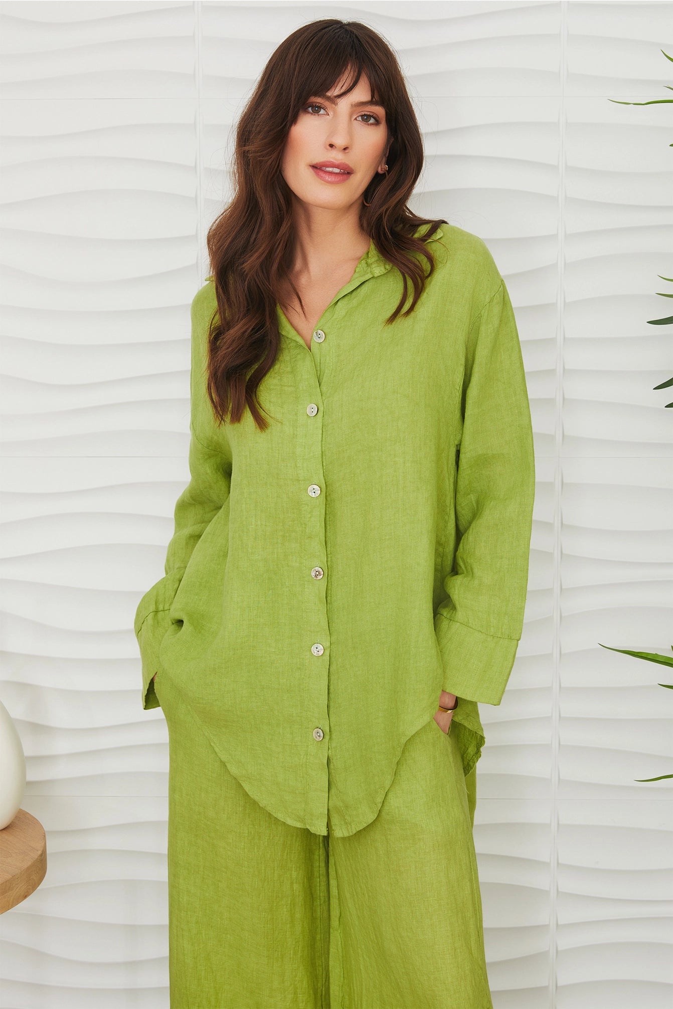 Avocado Green Linen Set