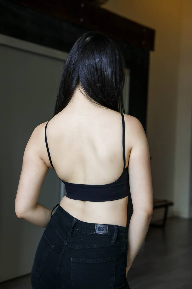 Black Low Back Basic Seamless Bralette