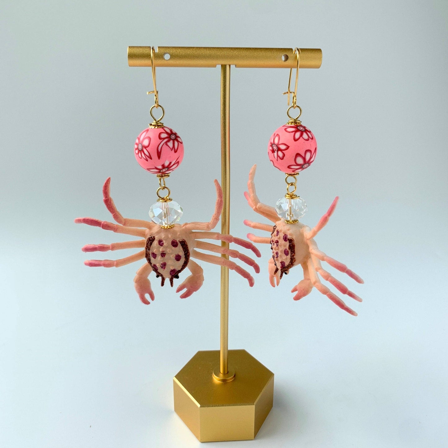 Pink Crab Statement Earrings