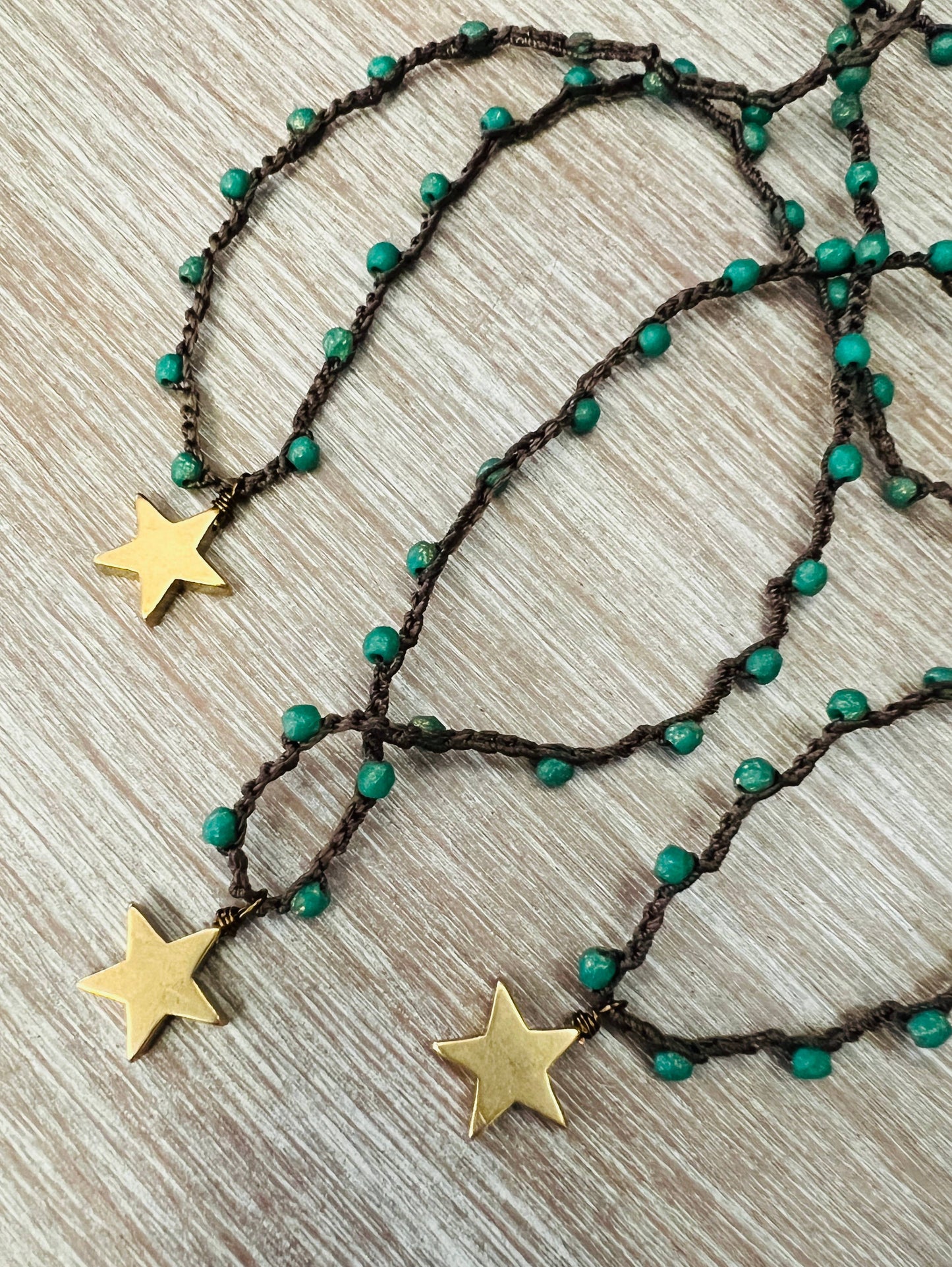 Forest Green Necklace With Shining Star Pendant