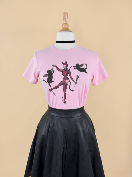 Three Little Devils Mini Tee in Pink