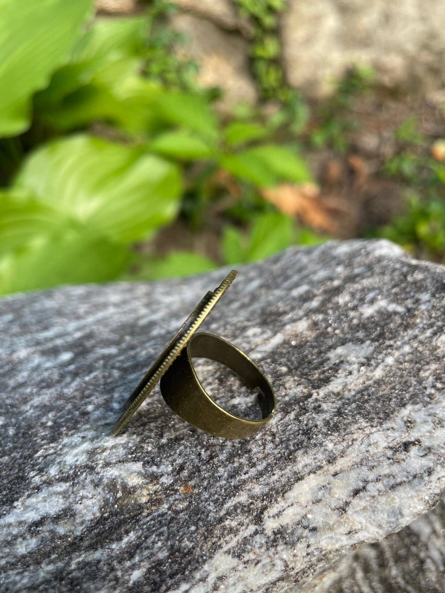 Flapper Green Dress Antiqued Bronze Adjustable Ring