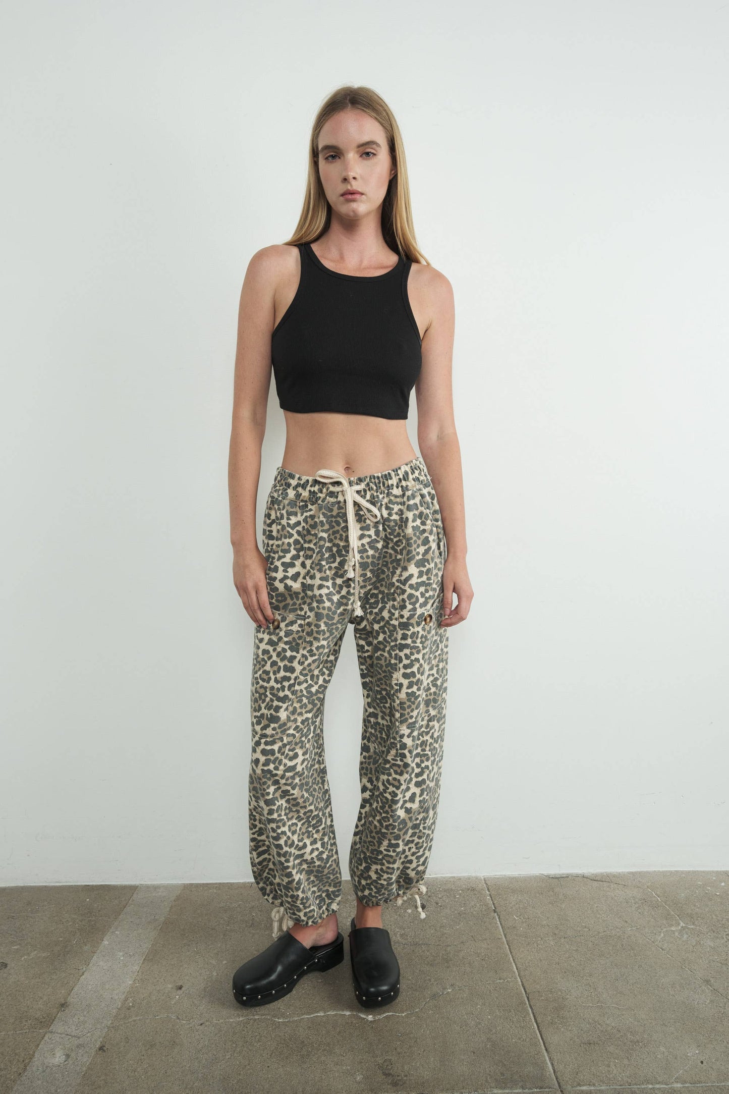 LEOPARD PRINT RELAXED FIT PULL-ON PANTS