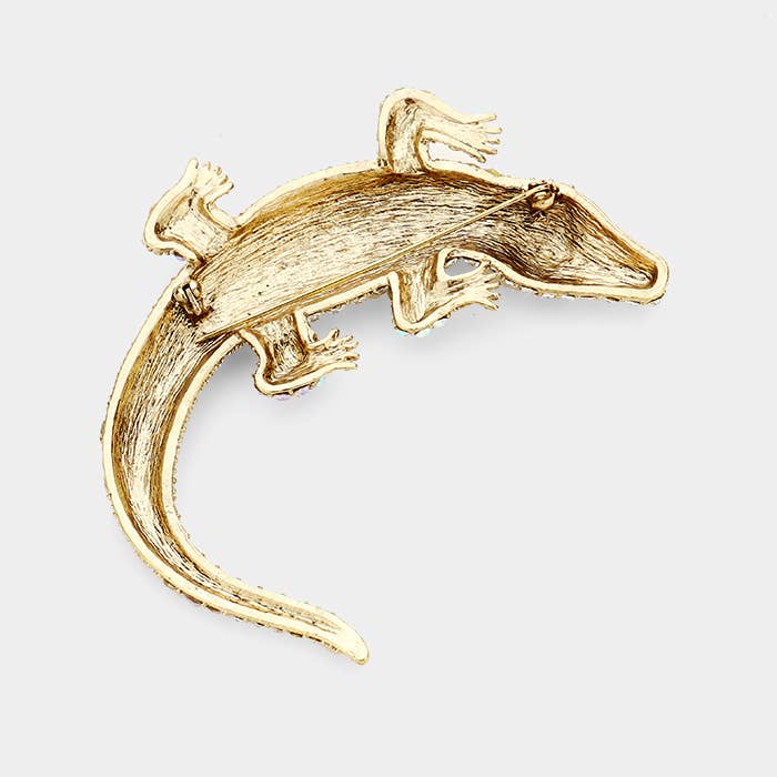 Crystal Pave Crocodile/Alligator Pin Brooch