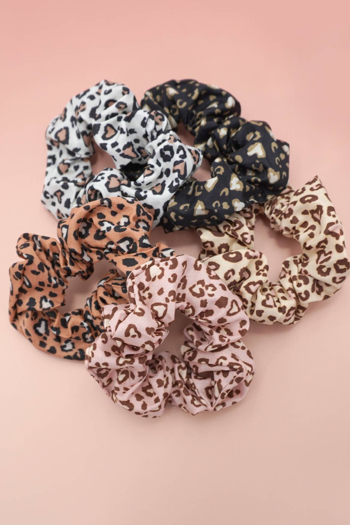LEOPARD PATTERN SCRUNCHIES SET OF 5