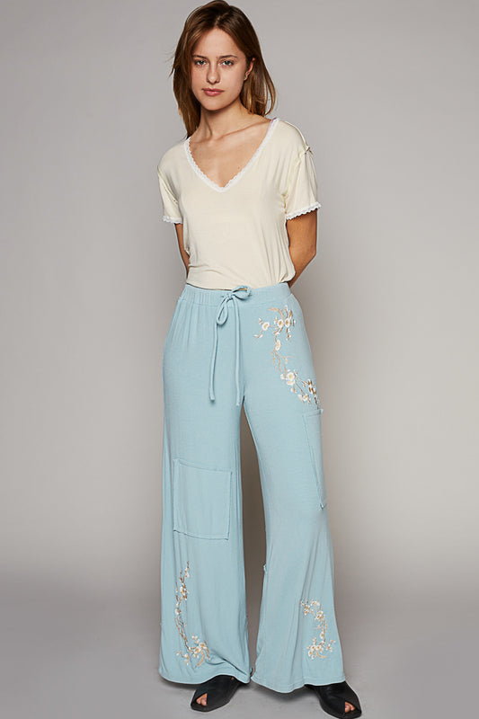 Baby Blue Cherry Blossom Pants