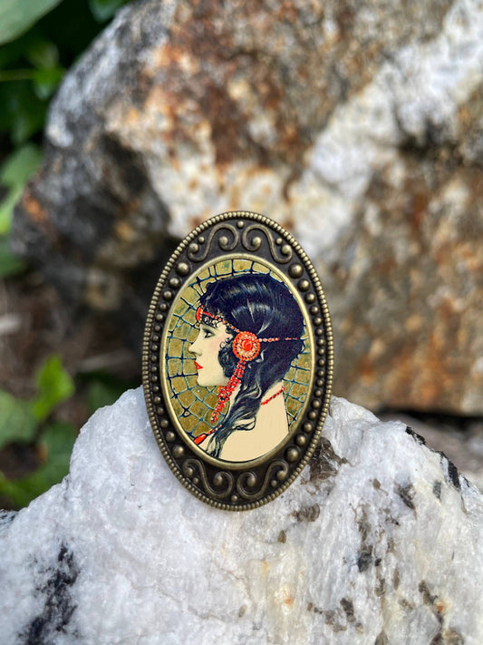 Tribal Flapper Antiqued Bronze Adjustable Ring