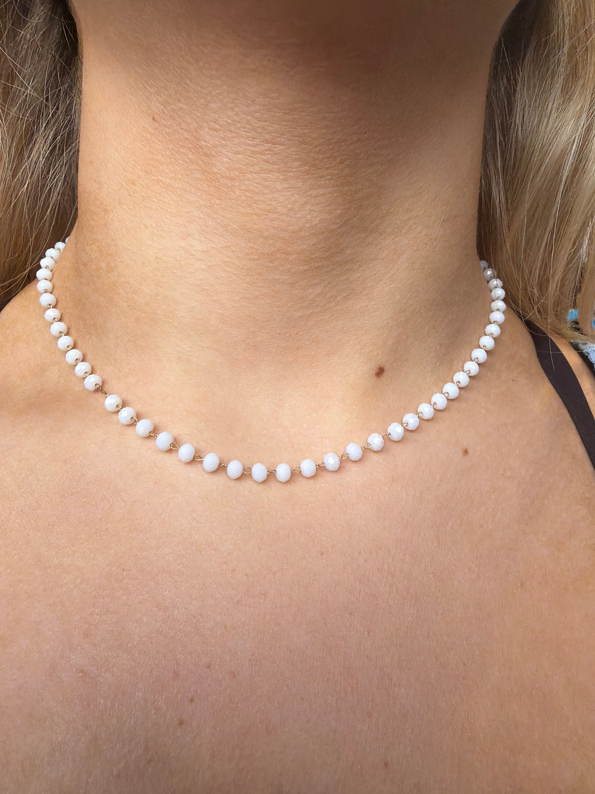 White beaded choker