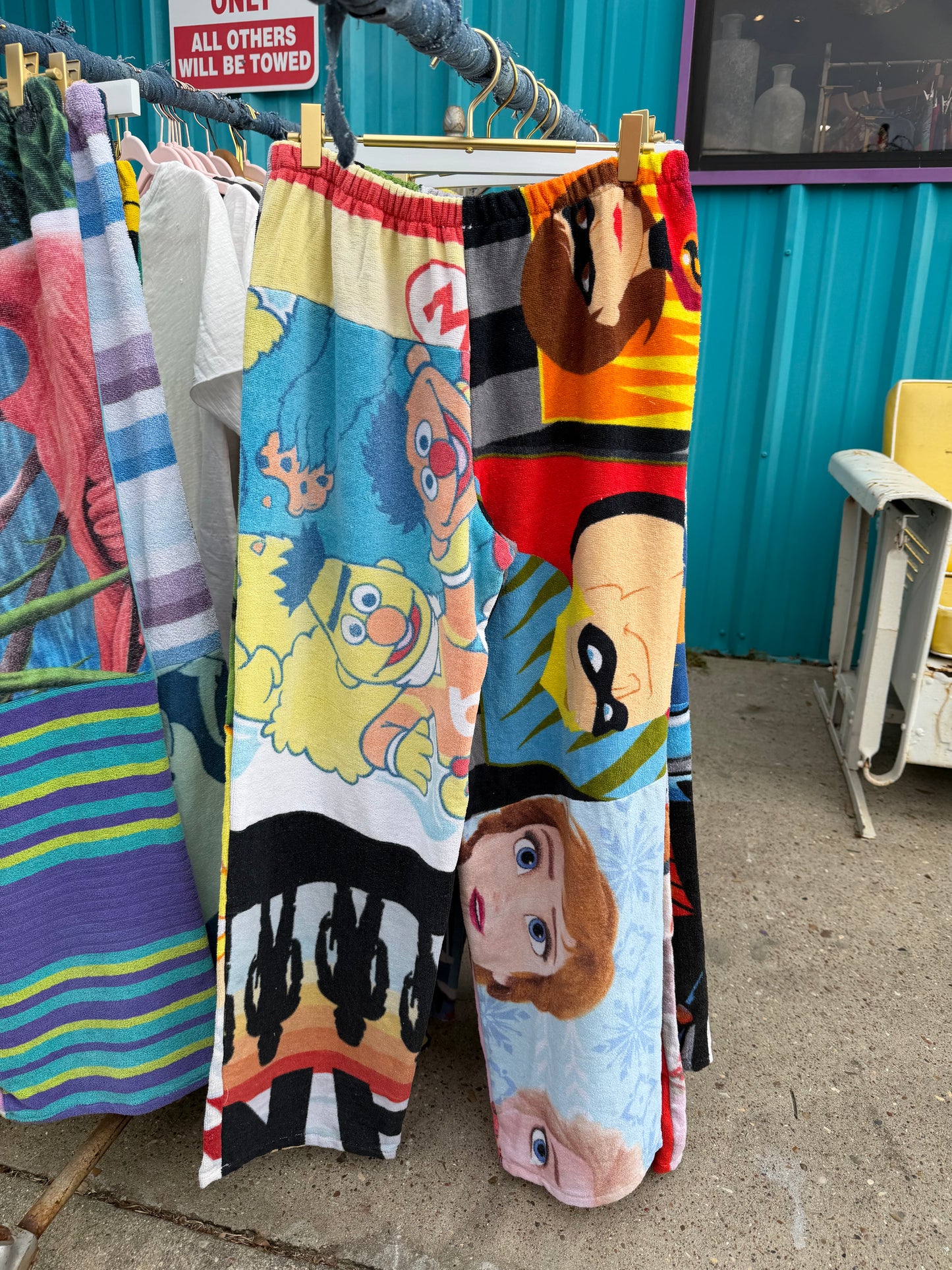 Cartoon BeachTowel Patchwork Pants