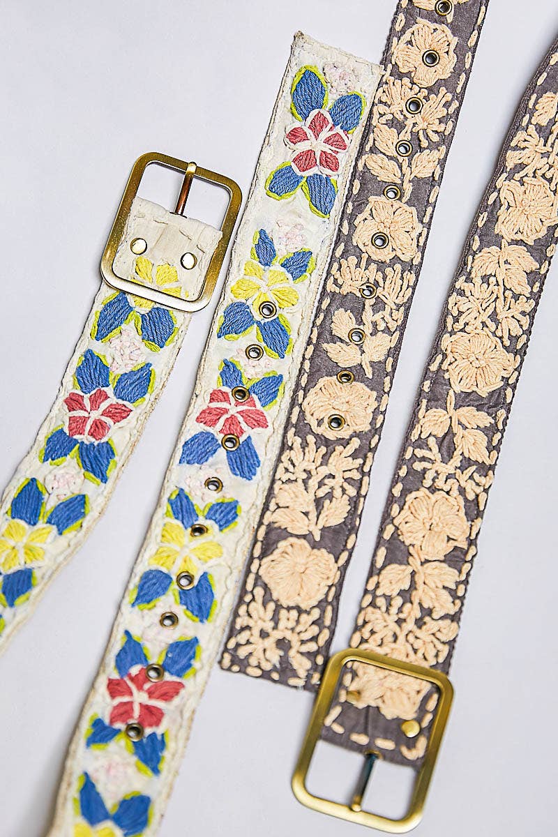 Handcrafted Flower Embroidered Bead Accessory Belt