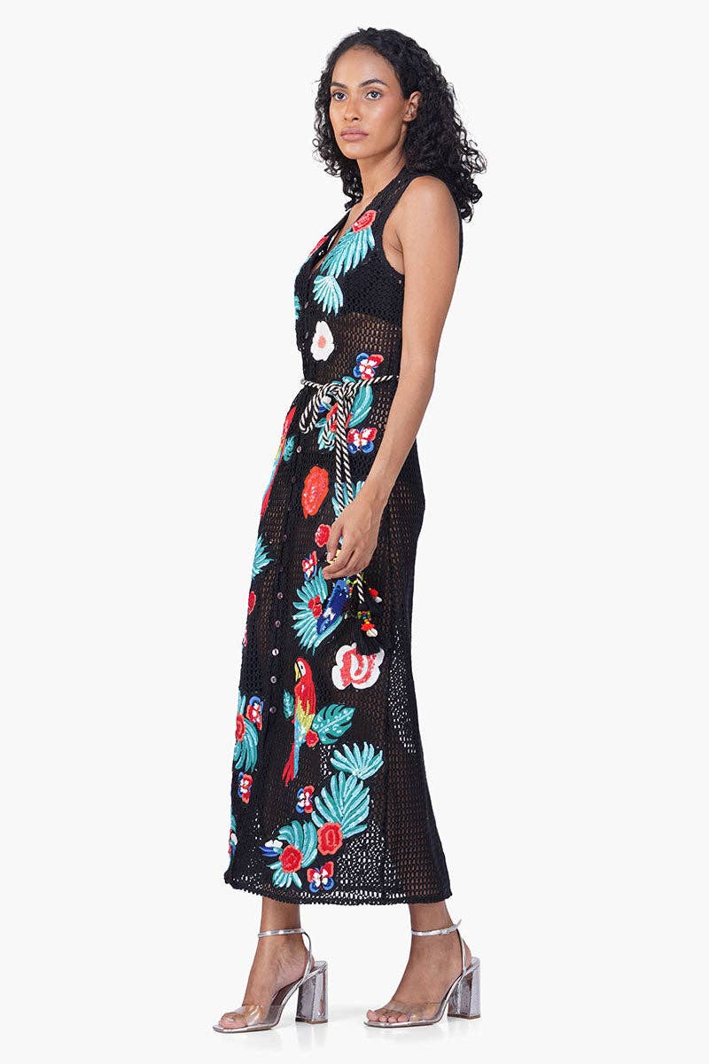 Black Embroidered Shirt Dress