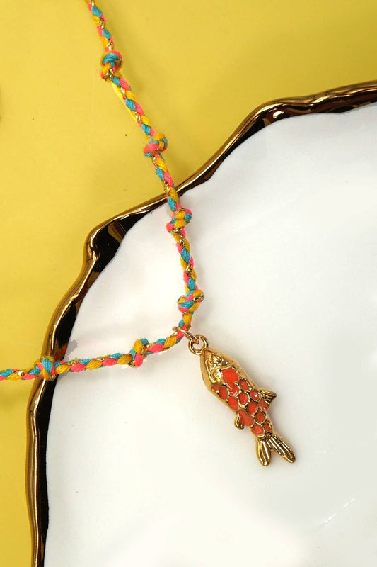 Orange Fish Charm Necklace