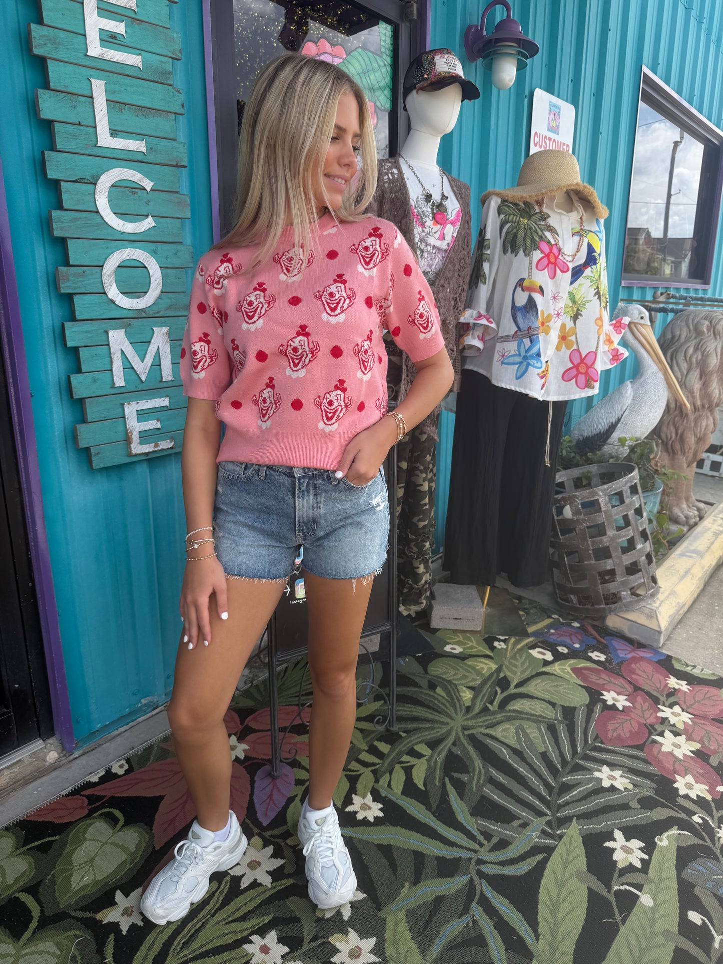 Fool's Parade Short Sleeve Knit Top in Pink