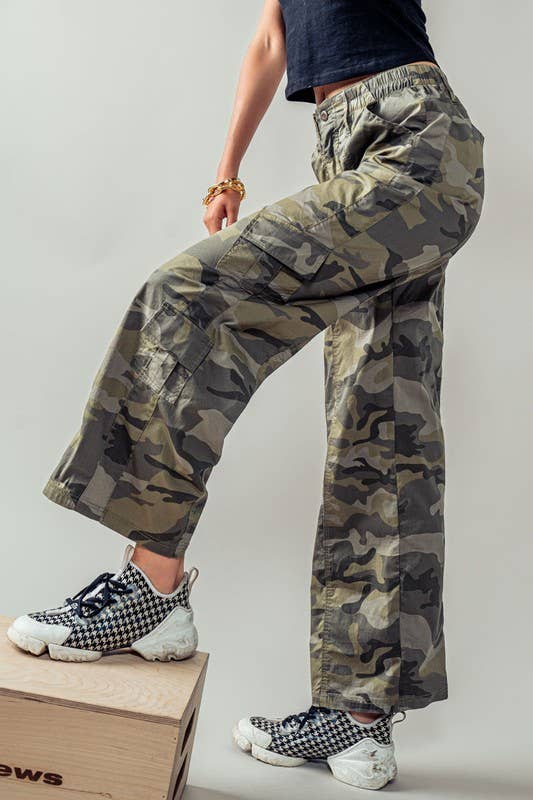 Wide Leg Camo Utility Pants