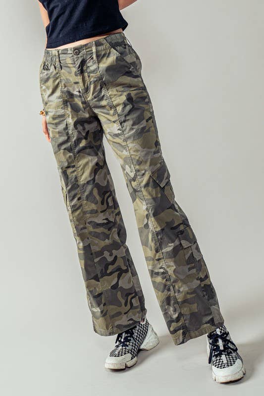 Wide Leg Camo Utility Pants