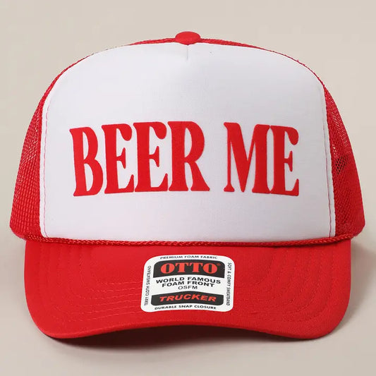 Beer Me Red and White Trucker Hat