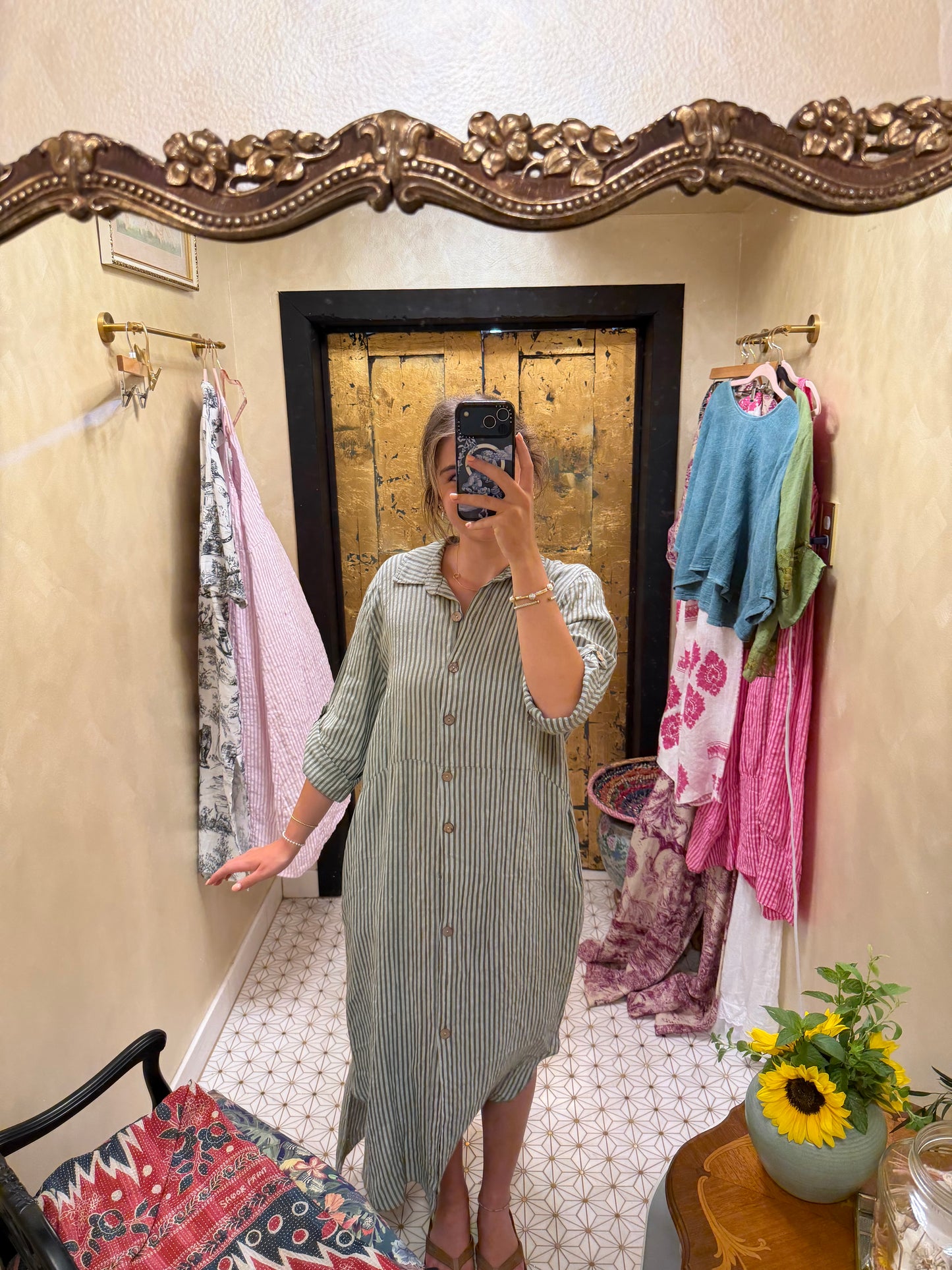 100% linen shirt dress