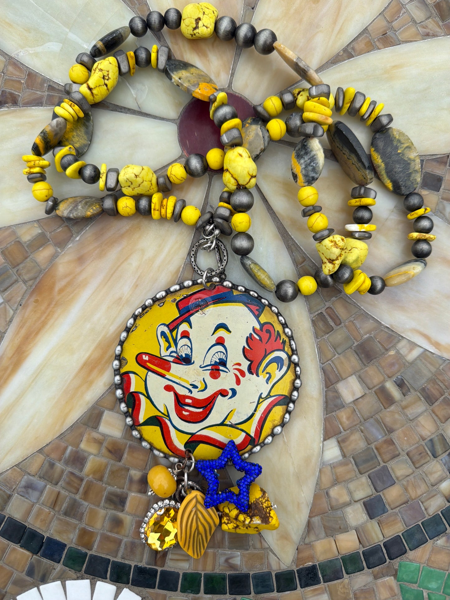 Bumble Bee Jasper Clown Necklace
